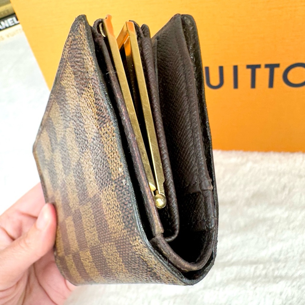Louis Vuitton Damier Ebene compact Kisslock wallet READ well used - Picture 6 of 12